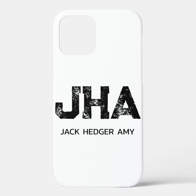 MINIMALISTISCHES SCHWARZES DREIBUCHSTABEN-MONOGRAM Case-Mate iPhone HÜLLE (Rückseite)