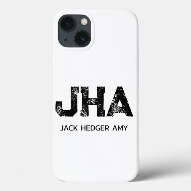 MINIMALISTISCHES SCHWARZES DREIBUCHSTABEN-MONOGRAM Case-Mate iPhone HÜLLE (Rückseite)