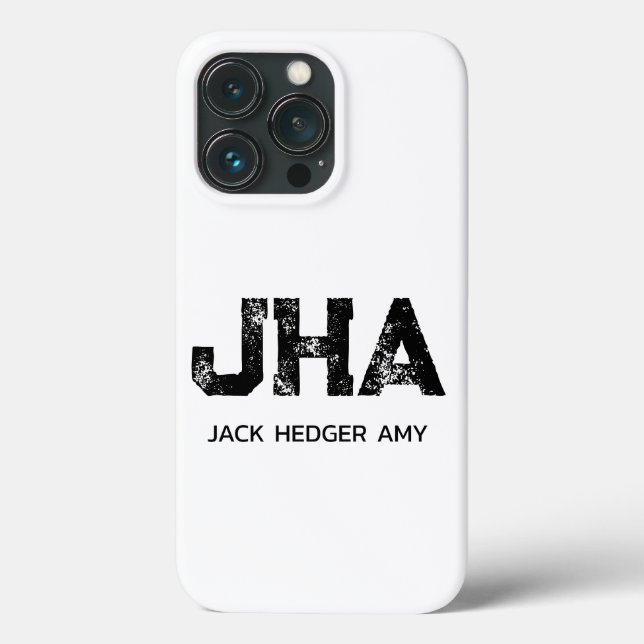 MINIMALISTISCHES SCHWARZES DREIBUCHSTABEN-MONOGRAM Case-Mate iPhone HÜLLE (Rückseite)