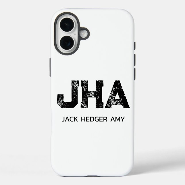 MINIMALISTISCHES SCHWARZES DREIBUCHSTABEN-MONOGRAM Case-Mate iPhone HÜLLE (Rückseite)