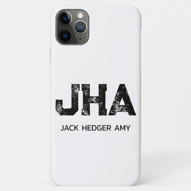 MINIMALISTISCHES SCHWARZES DREIBUCHSTABEN-MONOGRAM Case-Mate iPhone HÜLLE (Rückseite)
