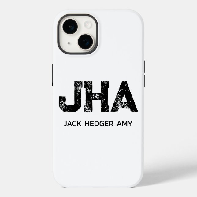 MINIMALISTISCHES SCHWARZES DREIBUCHSTABEN-MONOGRAM Case-Mate iPhone HÜLLE (Rückseite)