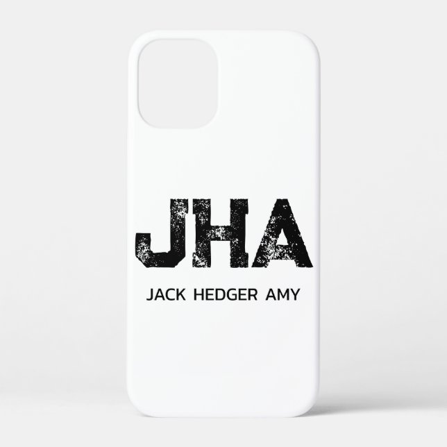 MINIMALISTISCHES SCHWARZES DREIBUCHSTABEN-MONOGRAM Case-Mate iPhone HÜLLE (Rückseite)