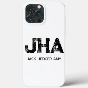 MINIMALISTISCHES SCHWARZES DREIBUCHSTABEN-MONOGRAM Case-Mate iPhone HÜLLE