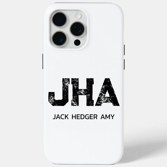 MINIMALISTISCHES SCHWARZES DREIBUCHSTABEN-MONOGRAM Case-Mate iPhone HÜLLE (Rückseite)