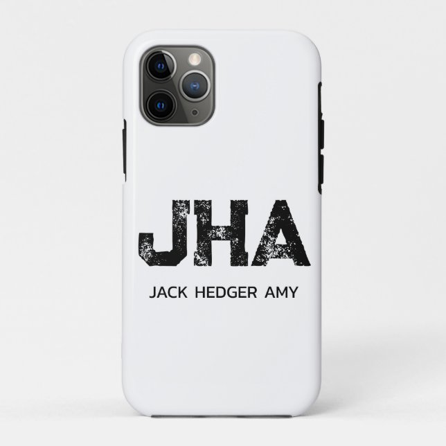 MINIMALISTISCHES SCHWARZES DREIBUCHSTABEN-MONOGRAM Case-Mate iPhone HÜLLE (Rückseite)
