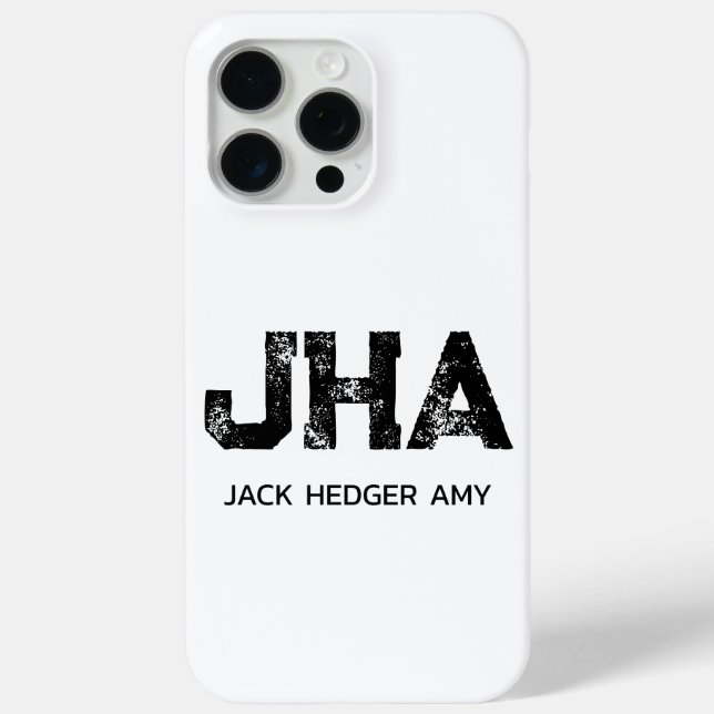 MINIMALISTISCHES SCHWARZES DREIBUCHSTABEN-MONOGRAM Case-Mate iPhone HÜLLE (Rückseite)