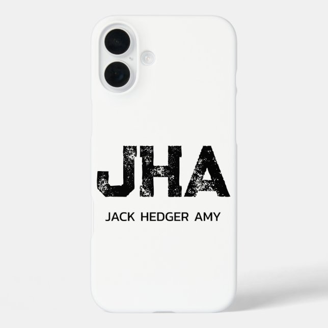 MINIMALISTISCHES SCHWARZES DREIBUCHSTABEN-MONOGRAM Case-Mate iPhone HÜLLE (Rückseite)