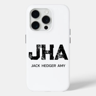 MINIMALISTISCHES SCHWARZES DREIBUCHSTABEN-MONOGRAM Case-Mate iPhone HÜLLE