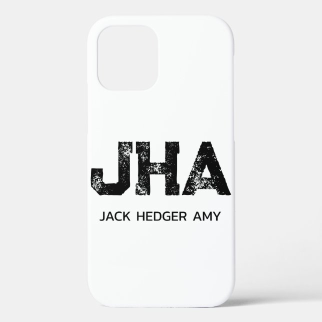 MINIMALISTISCHES SCHWARZES DREIBUCHSTABEN-MONOGRAM Case-Mate iPhone HÜLLE (Rückseite)