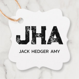 MINIMALISTISCHES SCHWARZES DREIBUCHSTABEN-MONOGRAM GESCHENKANHÄNGER