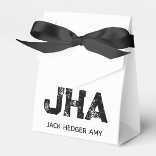 MINIMALISTISCHES SCHWARZES DREIBUCHSTABEN-MONOGRAM GESCHENKSCHACHTEL