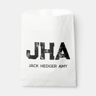 MINIMALISTISCHES SCHWARZES DREIBUCHSTABEN-MONOGRAM GESCHENKTÜTCHEN