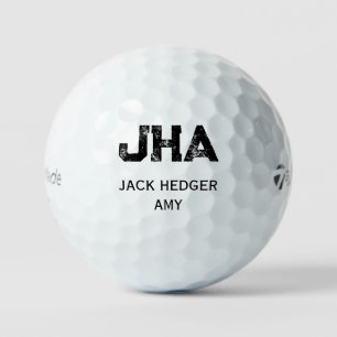 MINIMALISTISCHES SCHWARZES DREIBUCHSTABEN-MONOGRAM GOLFBALL