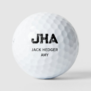 MINIMALISTISCHES SCHWARZES DREIBUCHSTABEN-MONOGRAM GOLFBALL