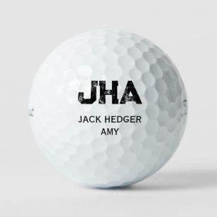 MINIMALISTISCHES SCHWARZES DREIBUCHSTABEN-MONOGRAM GOLFBALL