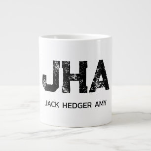 MINIMALISTISCHES SCHWARZES DREIBUCHSTABEN-MONOGRAM Jumbo-Tasse