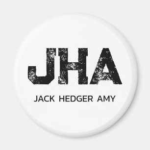 MINIMALISTISCHES SCHWARZES DREIBUCHSTABEN-MONOGRAM MAGNET