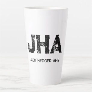 MINIMALISTISCHES SCHWARZES DREIBUCHSTABEN-MONOGRAM MILCHTASSE