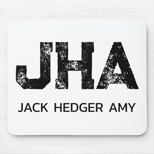 MINIMALISTISCHES SCHWARZES DREIBUCHSTABEN-MONOGRAM MOUSEPAD (Vorne)