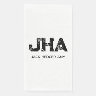 MINIMALISTISCHES SCHWARZES DREIBUCHSTABEN-MONOGRAM SERVIETTE