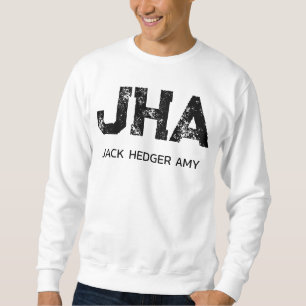 MINIMALISTISCHES SCHWARZES DREIBUCHSTABEN-MONOGRAM SWEATSHIRT