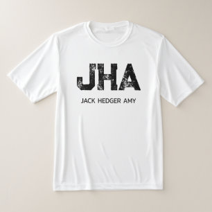 MINIMALISTISCHES SCHWARZES DREIBUCHSTABEN-MONOGRAM T-Shirt