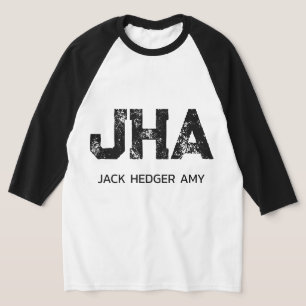 MINIMALISTISCHES SCHWARZES DREIBUCHSTABEN-MONOGRAM T-Shirt