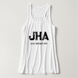 MINIMALISTISCHES SCHWARZES DREIBUCHSTABEN-MONOGRAM TANK TOP