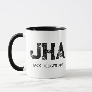 MINIMALISTISCHES SCHWARZES DREIBUCHSTABEN-MONOGRAM TASSE