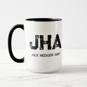 MINIMALISTISCHES SCHWARZES DREIBUCHSTABEN-MONOGRAM TASSE