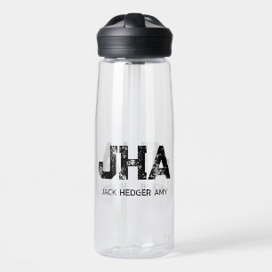 MINIMALISTISCHES SCHWARZES DREIBUCHSTABEN-MONOGRAM TRINKFLASCHE