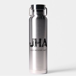 MINIMALISTISCHES SCHWARZES DREIBUCHSTABEN-MONOGRAM TRINKFLASCHE
