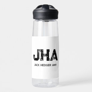 MINIMALISTISCHES SCHWARZES DREIBUCHSTABEN-MONOGRAM TRINKFLASCHE