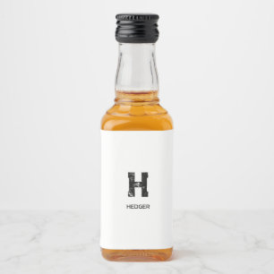 MINIMALISTISCHES SCHWARZES EIN-BUCHSTABEN-MONOGRAM ALKOHOLFLASCHENETIKETT