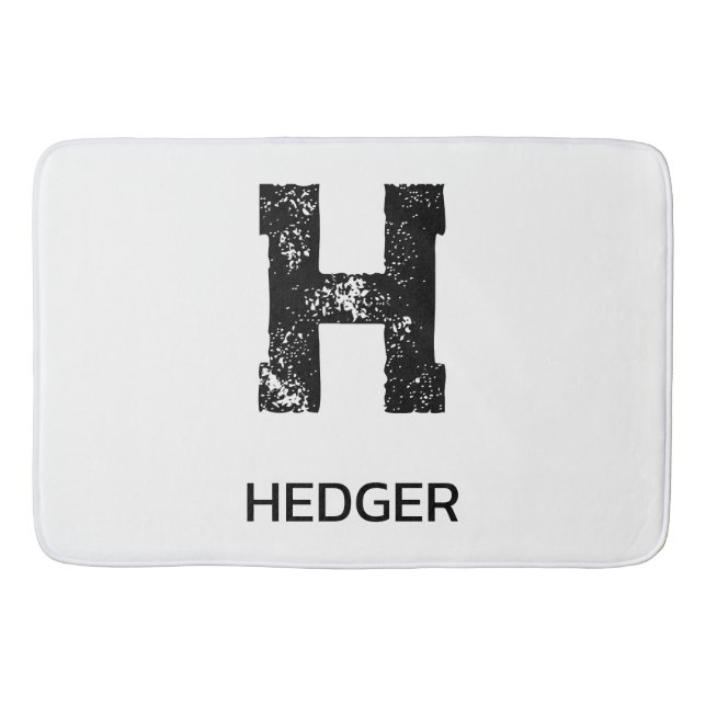 MINIMALISTISCHES SCHWARZES EIN-BUCHSTABEN-MONOGRAM BADEMATTE (Vorderseite)