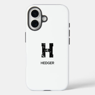 MINIMALISTISCHES SCHWARZES EIN-BUCHSTABEN-MONOGRAM iPhone 16 HÜLLE