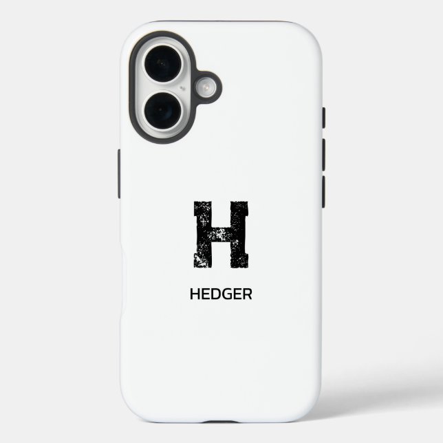 MINIMALISTISCHES SCHWARZES EIN-BUCHSTABEN-MONOGRAM Case-Mate iPhone HÜLLE (Rückseite)