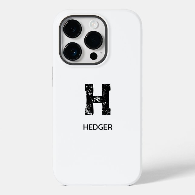 MINIMALISTISCHES SCHWARZES EIN-BUCHSTABEN-MONOGRAM Case-Mate iPhone HÜLLE (Rückseite)