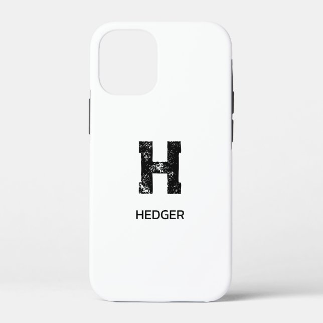 MINIMALISTISCHES SCHWARZES EIN-BUCHSTABEN-MONOGRAM Case-Mate iPhone HÜLLE (Rückseite)