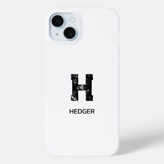MINIMALISTISCHES SCHWARZES EIN-BUCHSTABEN-MONOGRAM Case-Mate iPhone HÜLLE (Rückseite)