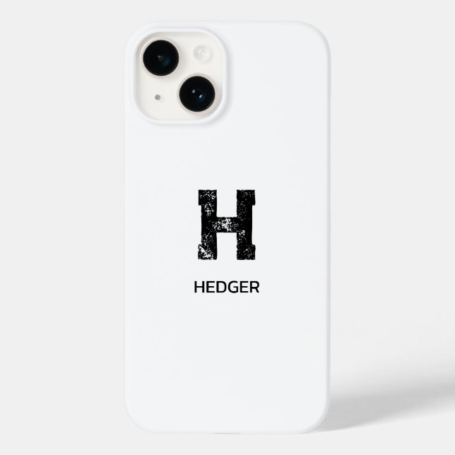 MINIMALISTISCHES SCHWARZES EIN-BUCHSTABEN-MONOGRAM Case-Mate iPhone HÜLLE (Rückseite)