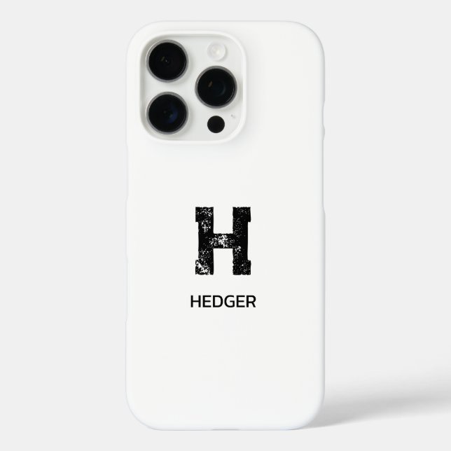 MINIMALISTISCHES SCHWARZES EIN-BUCHSTABEN-MONOGRAM Case-Mate iPhone HÜLLE (Rückseite)