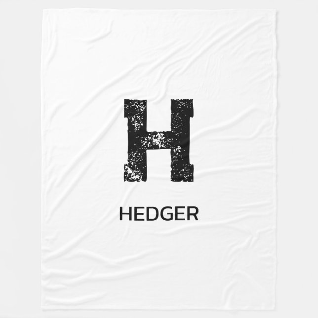 MINIMALISTISCHES SCHWARZES EIN-BUCHSTABEN-MONOGRAM FLEECEDECKE (Vorderseite)