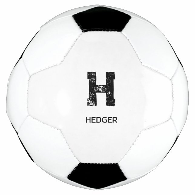 MINIMALISTISCHES SCHWARZES EIN-BUCHSTABEN-MONOGRAM FUßBALL (Vorderseite)