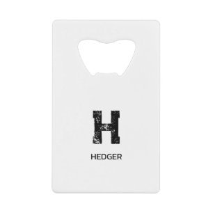 MINIMALISTISCHES SCHWARZES EIN-BUCHSTABEN-MONOGRAM GELDBEUTEL FLASCHENÖFFNER