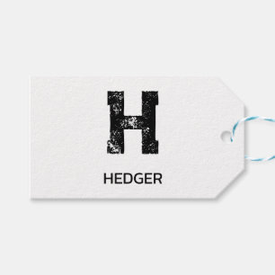 MINIMALISTISCHES SCHWARZES EIN-BUCHSTABEN-MONOGRAM GESCHENKANHÄNGER