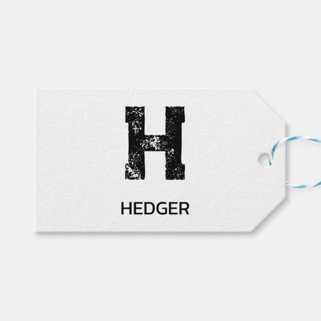 MINIMALISTISCHES SCHWARZES EIN-BUCHSTABEN-MONOGRAM GESCHENKANHÄNGER (Vorderseite (Horizontal))