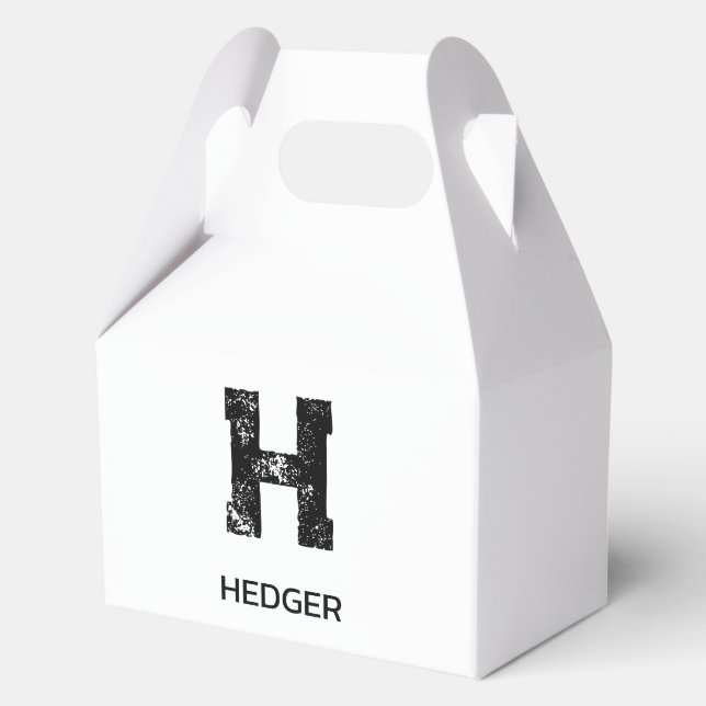 MINIMALISTISCHES SCHWARZES EIN-BUCHSTABEN-MONOGRAM GESCHENKSCHACHTEL (Vorderseite)