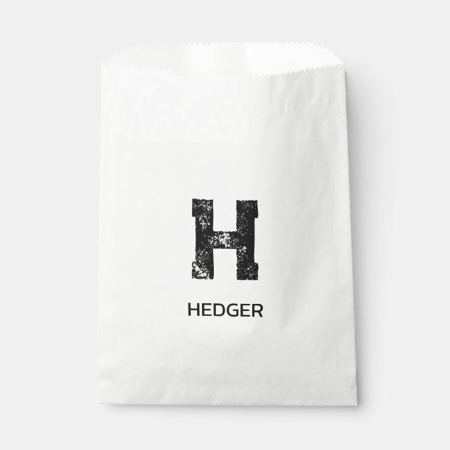 MINIMALISTISCHES SCHWARZES EIN-BUCHSTABEN-MONOGRAM GESCHENKTÜTCHEN (Vorderseite)
